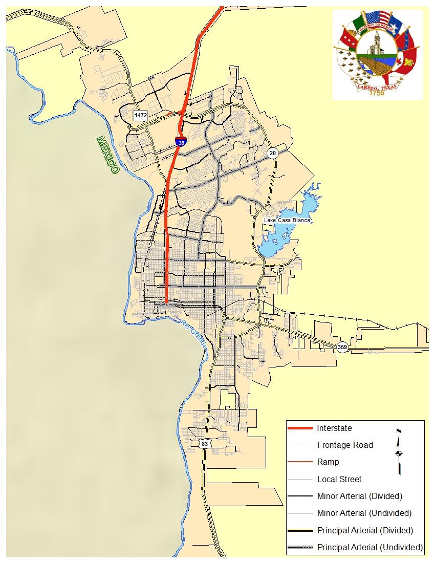 Figure 3: Laredo Roadway Network and Functional Classification (2010)
