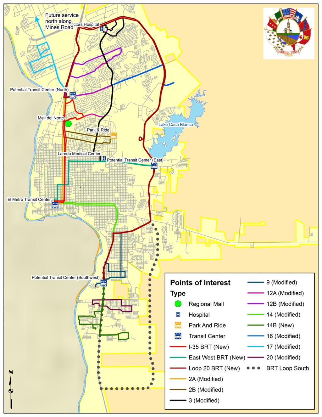 Figure 9: Preferred Transit Scenario Modified Bus Routes