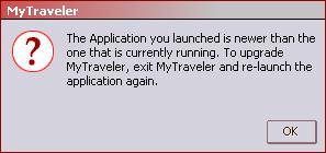 Note: If you have an older version of MyTraveler preinstalled on the computer, MyTraveler will prompt you to upgrade to the current version (Figure 2). 1) Click OK.