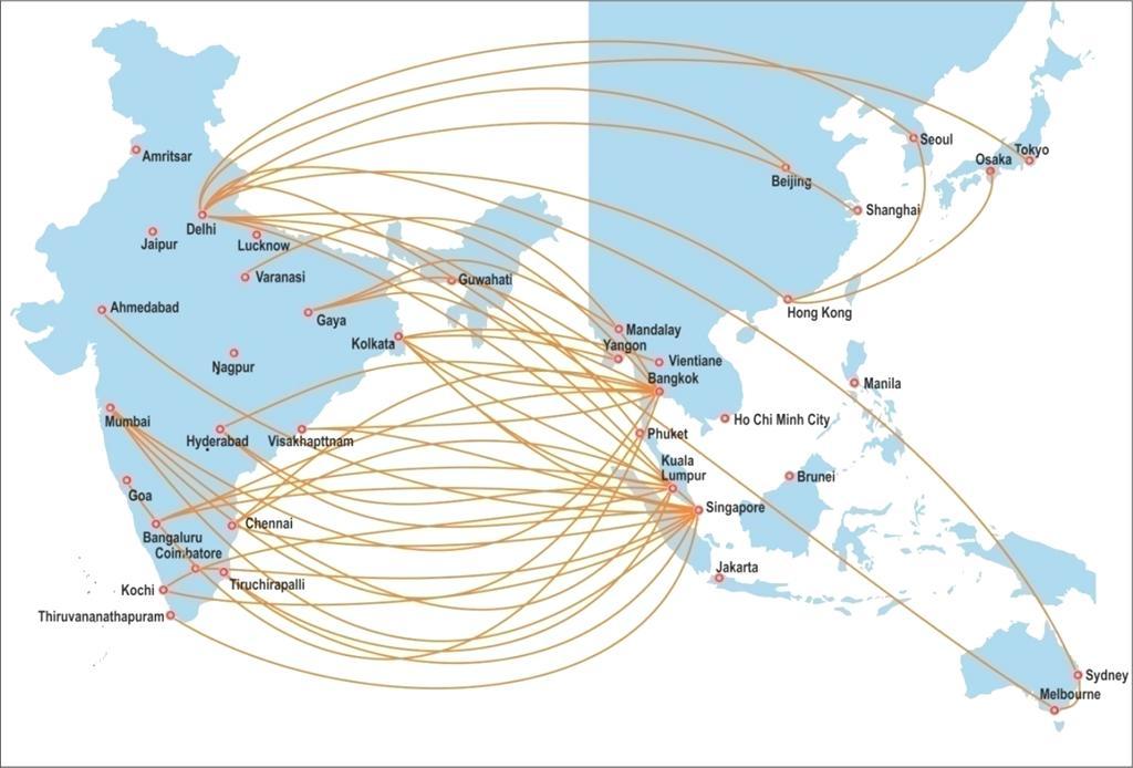 Air Links between ASEAN and Indian Cities Note: Drawn based on data