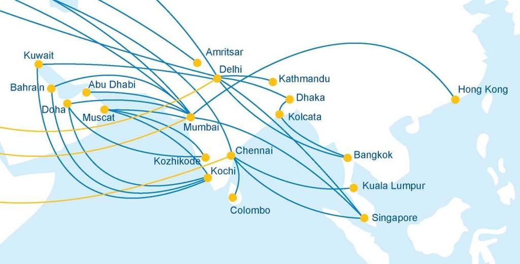 Jet Airways Indian and ASEAN Cities Direct Flights One-Hop Flights Source: