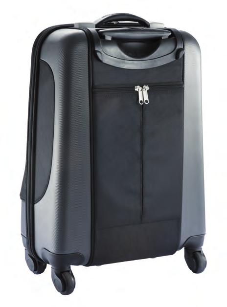 XD Hard shell trolley bag Black 1680D material, ABS in grey, 150D grey lining, PVC handle and lockable telescope trolley system.