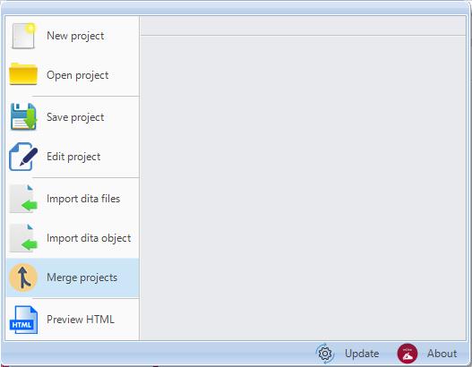 Slika 3.10.1 Korišćenje opcije Merge projects Na slici 3.10.2 prikazana je forma koja se dobija nakon klika na opciju Merge projects.