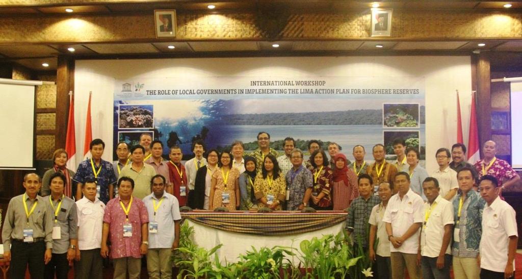 Figure 4. Participants of the International Workshop The Role of Local Governments in Implementing the Lima Action Plan for Biosphere Reserves, Wakatobi BR, 2-4 June 2016.