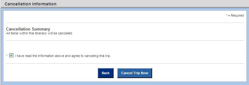 Cancel a Trip To cancel a trip, click on the Cancel Trip button once you have displayed it from Trips.