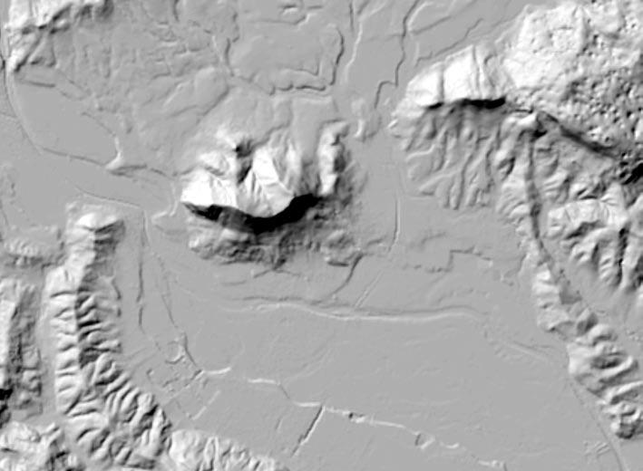 Fig. 2: Digital elevation model DEM 20 (area of 8000 x 6200 m, NW of Ljubljana). ing to natural and anthropogenic characteristics of surfaces and with regard to sources and DEM quality.