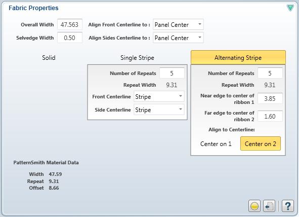 4. Select thr ribbon you want centered in the valance cells by clicking Center on 1