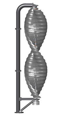 m Konstrukcija rotora Ultra čvrsta aluminijska legura Tip Savoniusova helikoidalna vjetroturbina s vertikalnom osi vrtnje (VSVO) Generator -.