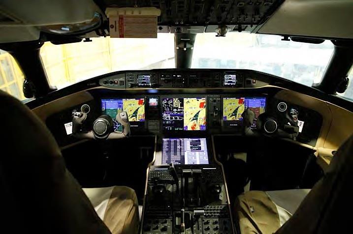 Avionics LCD Head Up Display (HUD) Enhanced Vision System (EVS) Multi-function Touch Screen display Maintenance Diagnostic System Triple Flight Management System (FMS) Triple Inertial Reference