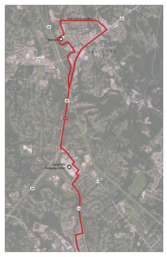 Route 402 Ellicott City to Snowden Square (New) Route 402 would be a
