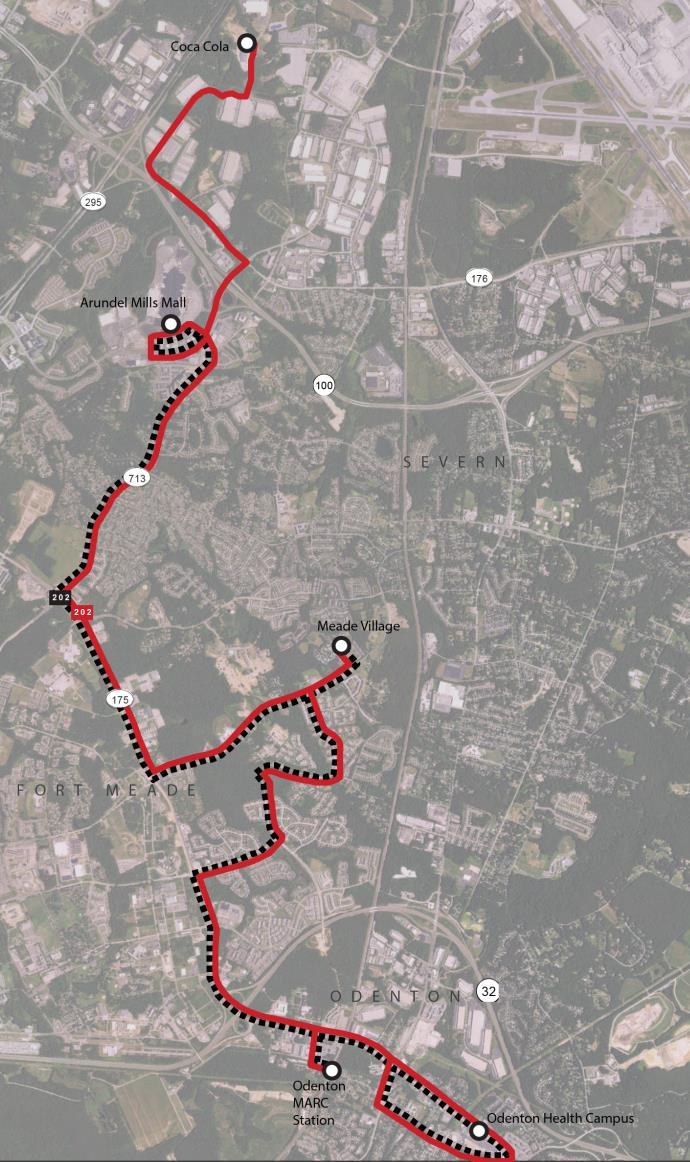 Route 202K Arundel Mills Mall to Odenton Extend route to serve the Coca Cola facility.