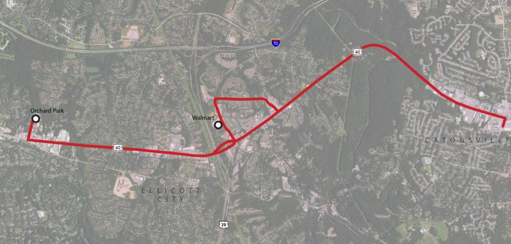 Regional Route Ellicott City to Catonsville (New) New route that would connect Ellicott City with MTA routes on Rolling Road in Catonsville.