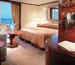 room / Personal butler service / Flat-screen television, DVD & CD players / Data port & wireless in-stateroom Internet access / Separate bedroom area / Vanity in bedroom / Queen-size bed or twin