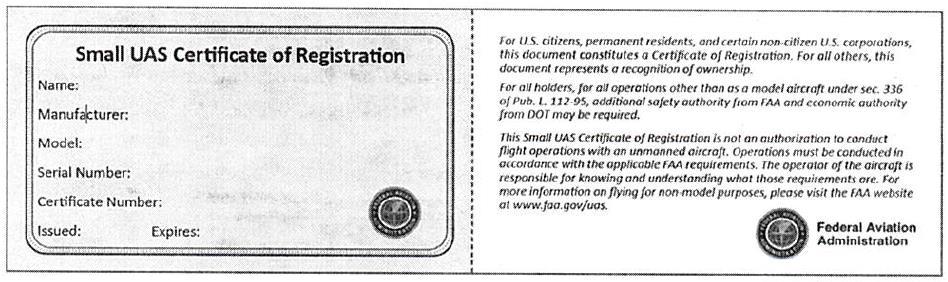 FAA UAS Registration What do I get?
