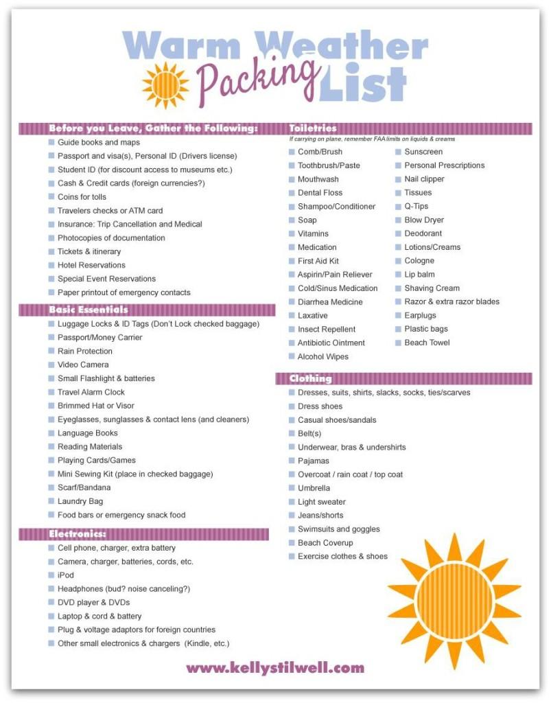 FREE Printable Packing Lists Kelly Stilwell Click on the