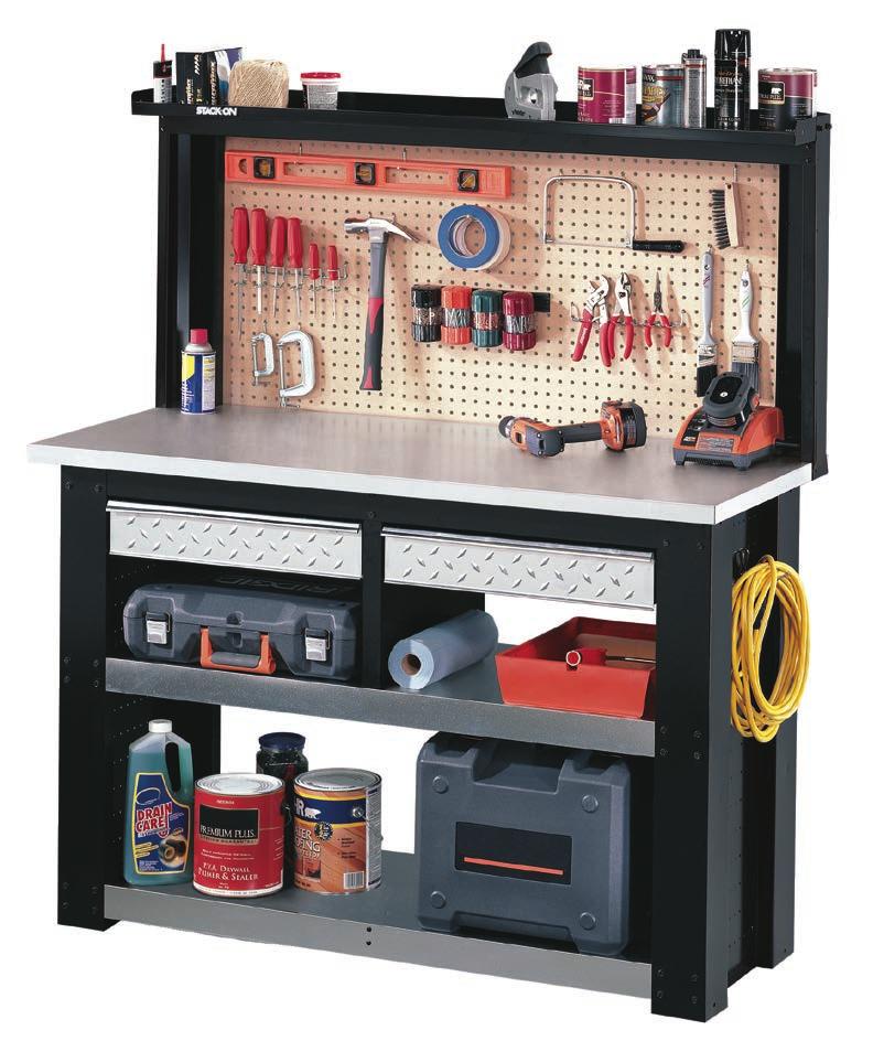 Heavy-Duty Steel Workbenches PROFESSIONAL STEEL WORKBENCH Features include: n 2 steel tread plate drawers with ball bearing drawer slides that can hold heavy loads.