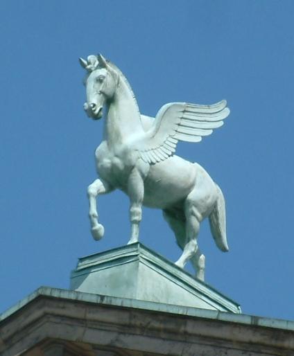 Pegasus and the giant Khrysaor.