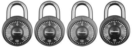 COMBINATION PADLOCKS Bright metallic colors make locker identification easy 1-7/8in (48mm) wide stainless steel body No.