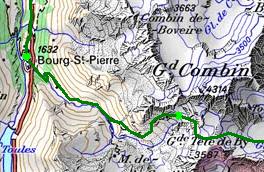 Then a long walk along the highway to the town of Bourg St Pierre, or if conditions allow a ski crossing of the Tsavre range can cut off some
