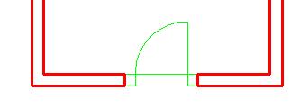 - Pomoću naredbe Extend produžimo desnu liniju štoka do gornjeg dijela kružnice i na kraju s Trim izrežemo suvišni dio kružnice do lijevog nutarnjeg sjecišta praga i štoka te do okomite linije