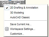 U osnovnom prozoru AutoCAD 2009 možemo odabrati radno okruženje i odabrat ćemo AutoCAD
