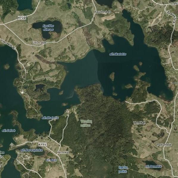 8.5. Skaisčio ežeras (identifikavimo kodas 12030202) Bendra informacija, morfometrija Ežeras telkšo pietryčių Lietuvoje, Trakų rajone, apie 5 km į šiaurės rytus nuo Trakų.