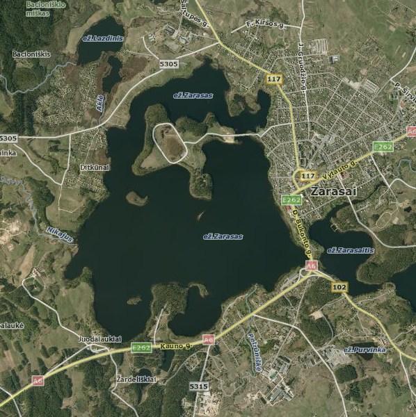 8.8. Zaraso ežeras (identifikavimo kodas 50030302) Bendra informacija, morfometrija Zaraso ežeras telkšo šiaurės rytų Lietuvoje, Zarasų mieste.