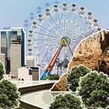 Notice the road being behind the mountain, the mountain behind the trees, the trees in front of the road, the city in front of the Ferris wheel. All items minus the road have shadows.