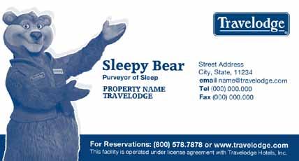 5 x 2 1 color, personalized Business Card 123 Your Street Your Town, TL 123456 Property Name Travelodge Hotel, Your Street