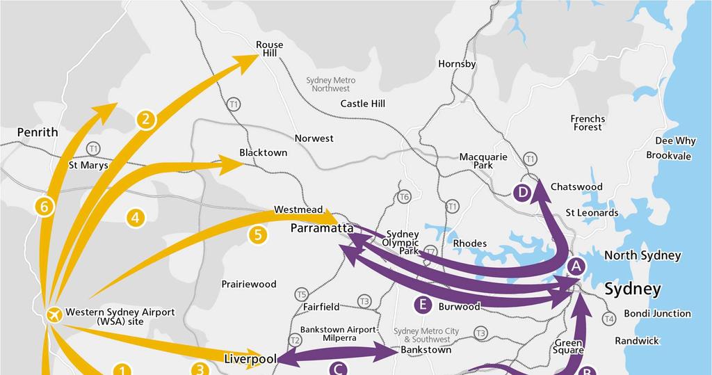 Priorities for the first ten years: Connecting Western Sydney to Western Sydney and ending the Divide Figure 4.