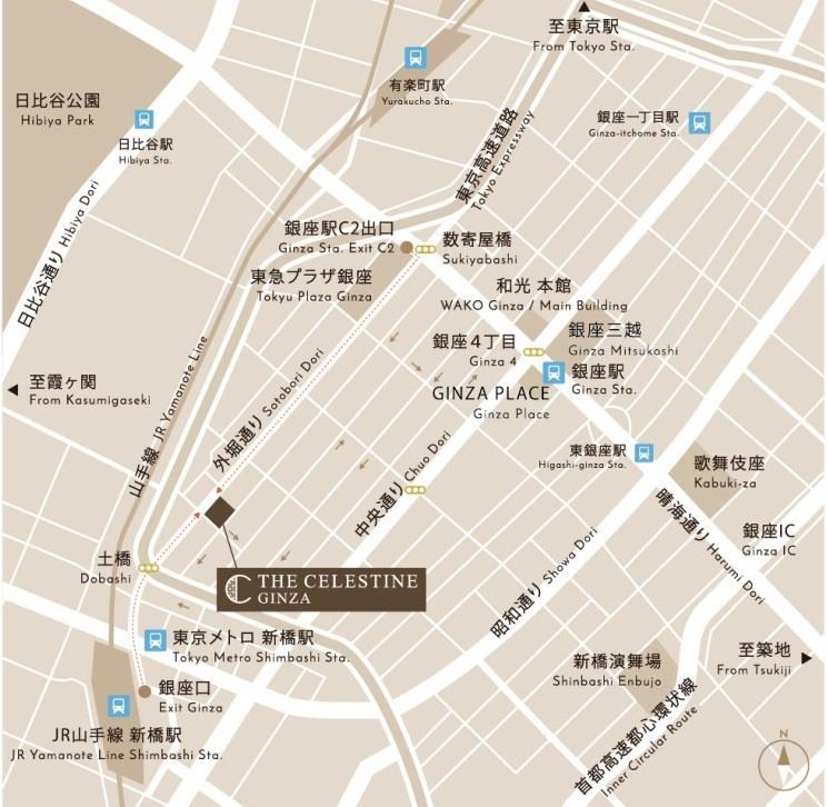 Facility overview of HOTEL THE CELESTINE GINZA Opening Thursday, October 5, 2017 Location Access 4-22, Ginza 8-Chome, Chuo-ku, Tokyo Approx.