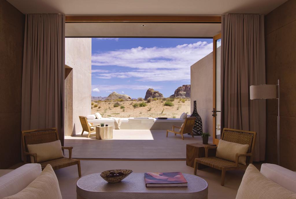 Accommodation Amangiri s 34 suites are situated in two elegant wings, which sweep from each side of the resort s main pavilion.