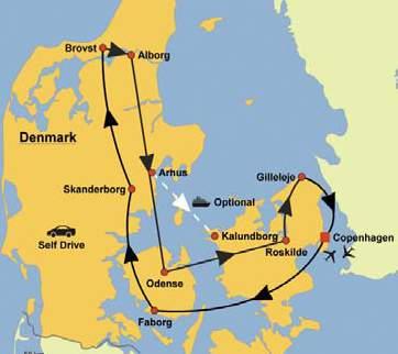 multiple nights at each hotel Driving times listed are approximate. Day 01 COPENHAGEN ARRIVAL Arrive into Copenhagen. Pre-tour night in city center hotel located close to car rental office.