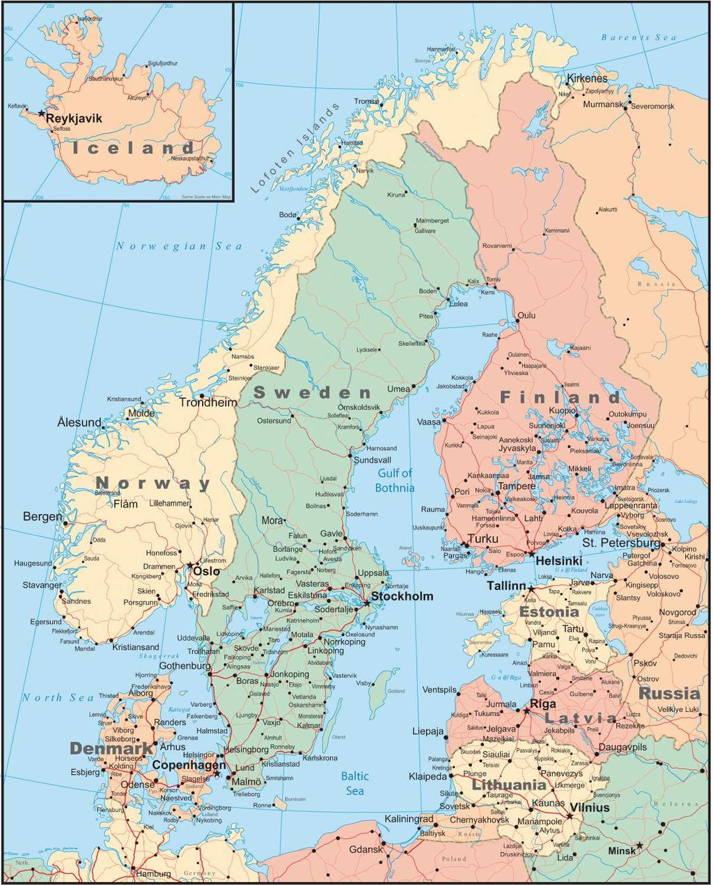Map of Nordic Region www.