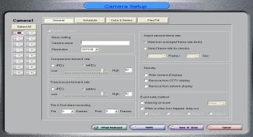 . Osnovna podešavanja kamera 8 7 [Podešavanja kamere] Camera use: Izabrati ako postoji priključena kamera na tom ulazu (Uzeti u obzir da će se sistem restartovati ako nema ni jedne priključene kamere