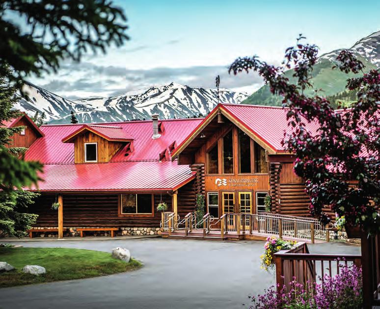 While relaxing at the lodge, named a top-12 resort in Room, featuring a freestanding rock fireplace and floor-to-ceiling windows, Alaska and the
