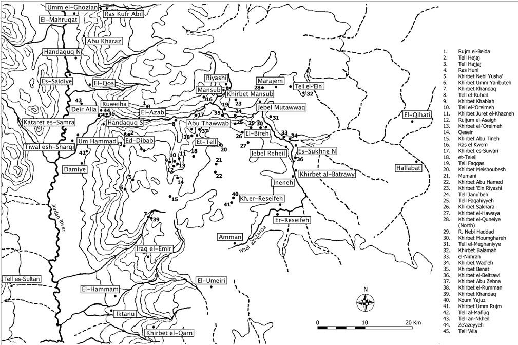 ADAJ 52 (2008) 1. Map of Early Bronze Age sites in the Wådπ az-zarqå Valley.