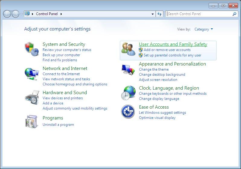 Setting UAC of Windows 7 1.