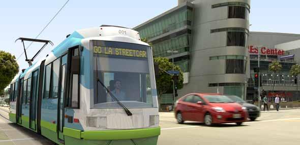 L.A. Streetcar Highlights Streetcar and road diet development approved The streetcar will run from L.A. Live to the Civic Center with spines on Broadway and Hill Street.