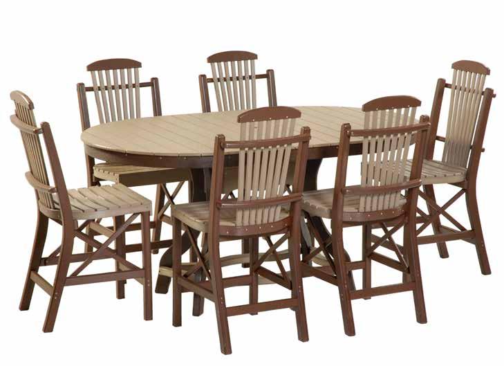 Balcony Tables set 16 #955 54" Round Balcony Table 6 - #950 Side Chairs weatherwood and