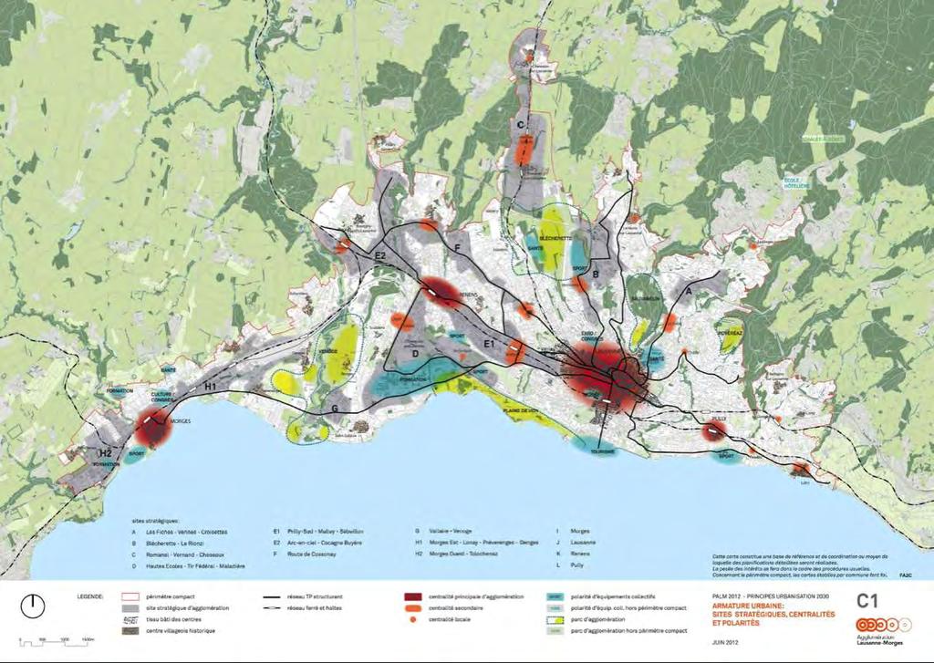 3. The campus in the regional planning context (PALM) > PALM : the planning framework for the Lausanne Morges urban region for 2030 : promotes an inward development of cities