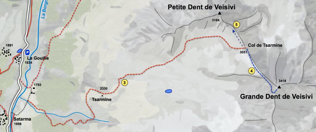 4 - Grande Dent de Veisivi Altitude : 3418 m Difficulty : Alpinism PD.