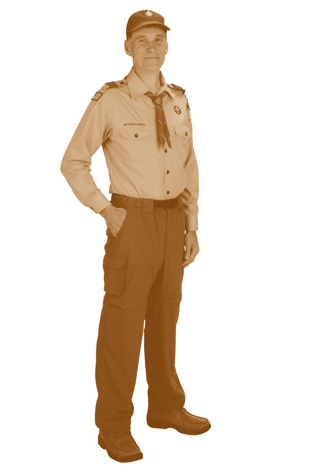 Units have no option to change. Male Cub Scout and Boy Scout leaders wear the official olive-colored shorts or pants with no cuffs.