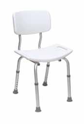 High density polyethylene seat and back for maximum comfort. Easy to place into or remove from the bathtub or shower.