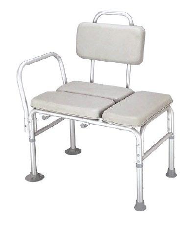 Height adjustable Armrest support on one side Rust Resistant Lightweight Limited Lifetime Non-Padded Transfer Bench - One-Piece Molded Seat, Assembled, White Padded Transfer Bench - Closed Seat,