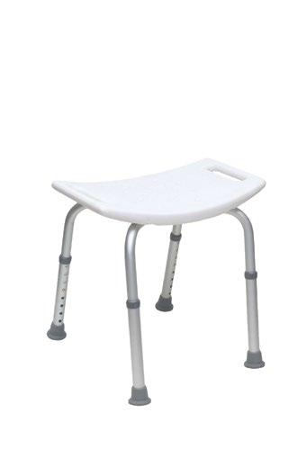 Shower Chair and Stool Shower Chair With Back, Knock-Down, White Shower Stool Without Back, Knock-Down, White Lightweight, durable and corrosion resistant height adjustable aluminum frame.