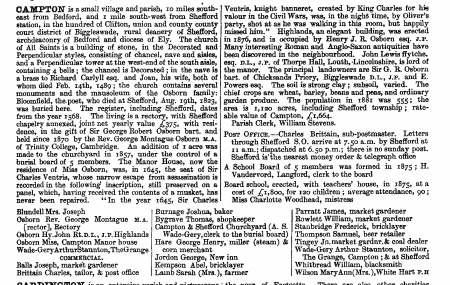 The following is an excerpt from Kelly s Directory 1865 Received from Margaret Banfield Village Website Why not have a look at the village website to find out more about the area around Campton and