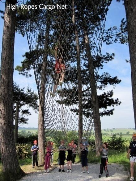 High Ropes (Cargo Net & Tree Climb) A rope-protected climbing challenge to