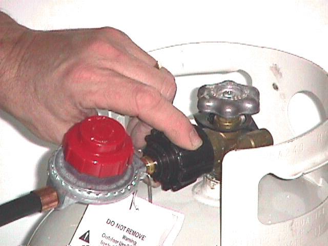 7. The tank inlet fitting (Figure 7, item 1) which is attached to the regulator has a safety feature called the EXCESS FLOW VALVE which shuts off the gas supply if the hose is cut or burned in two.