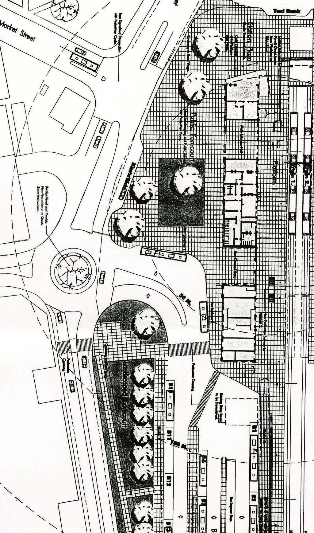 11. Top: Queen Street access: Bus interchange concept by Fremantle Council officers 1999 (Ian James and Michael Willicombe) Above: Queen Street access: Cox